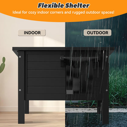 Insulated Outdoor Cat House Shelter for Multiple Cats, Solid Wood