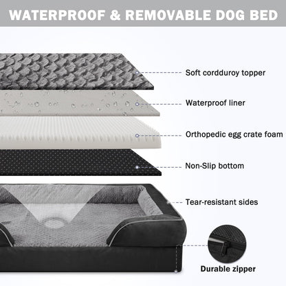 XL Orthopedic Dog Sofa Bed with Egg Crate Foam & Waterproof Lining
