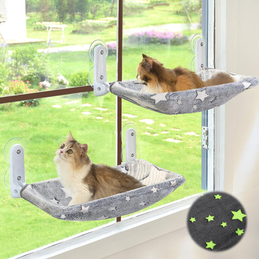 Cordless Cat Window Perch Hammock with Metal Frame & Washable Cover