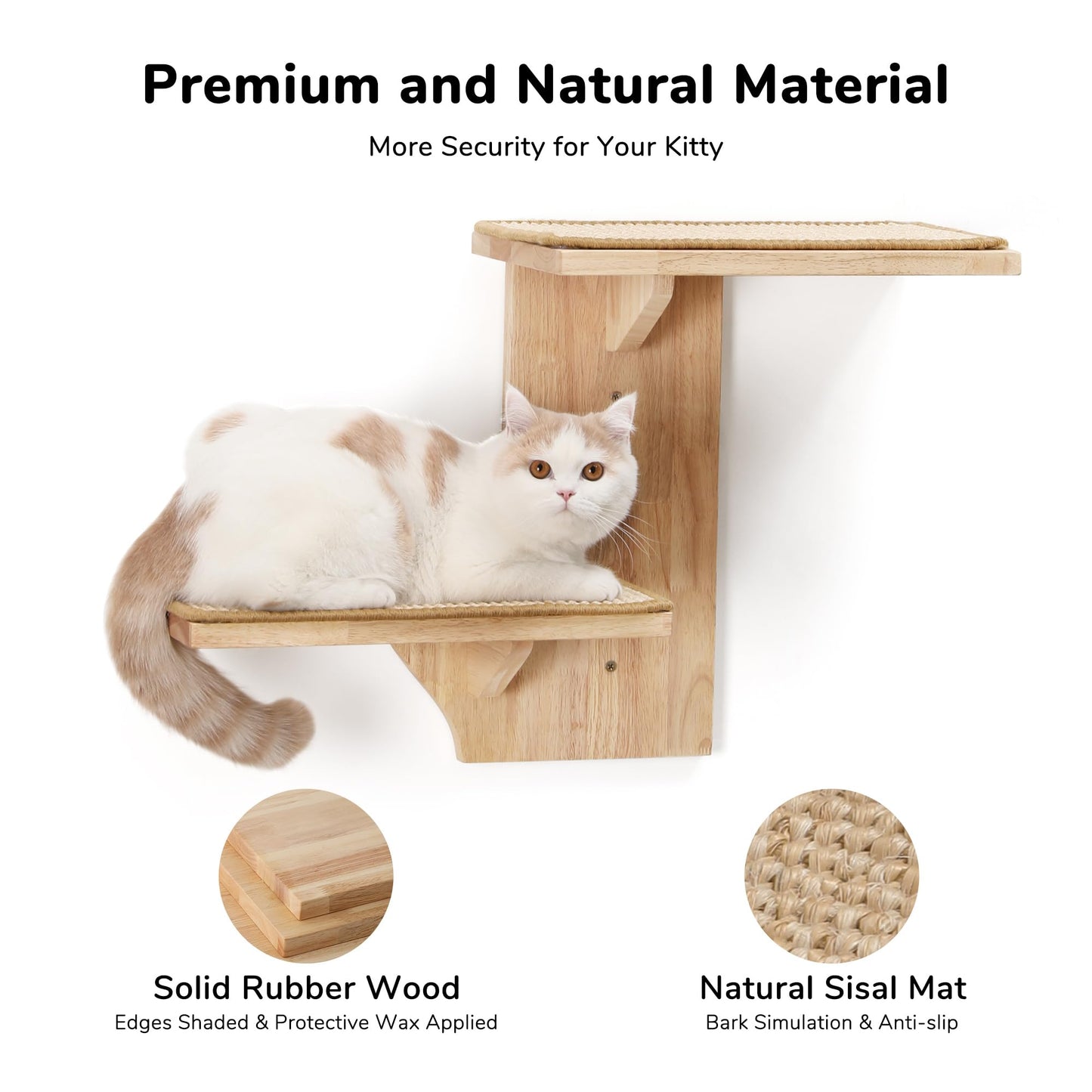 Tree Shape Cat Wall Shelves with Wooden Platforms for Climbing