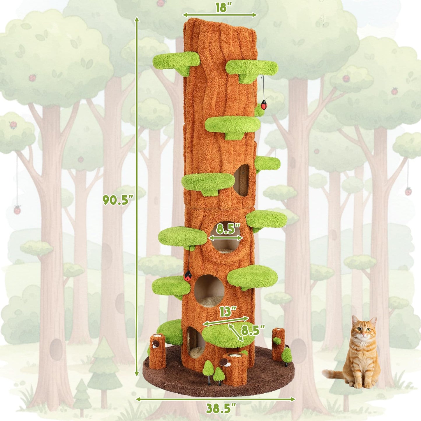 Luxury Multi-Level Cat Tree Tower with Solid Wood Condo & Scratching Posts