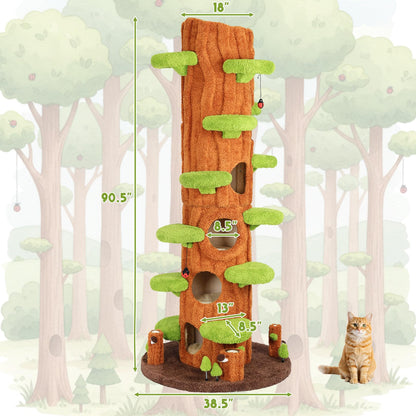 Luxury Multi-Level Cat Tree Tower with Solid Wood Condo & Scratching Posts