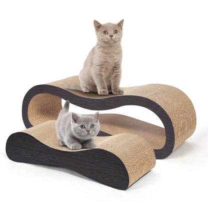 2-in-1 Cardboard Cat Scratcher Lounge Bed & Scratching Pad