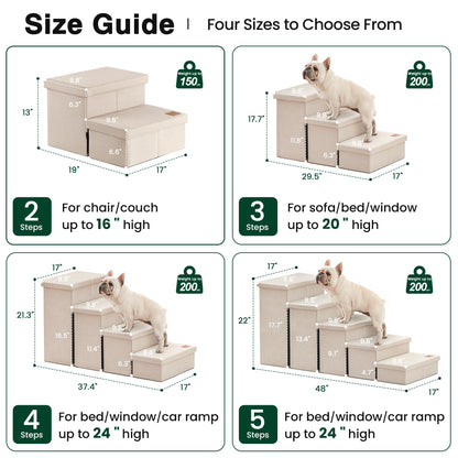 Foldable 3-Step Pet Ramp with Storage & Adjustable Height