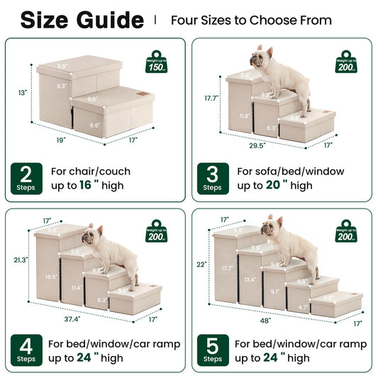 Foldable 3-Step Pet Ramp with Storage & Adjustable Height
