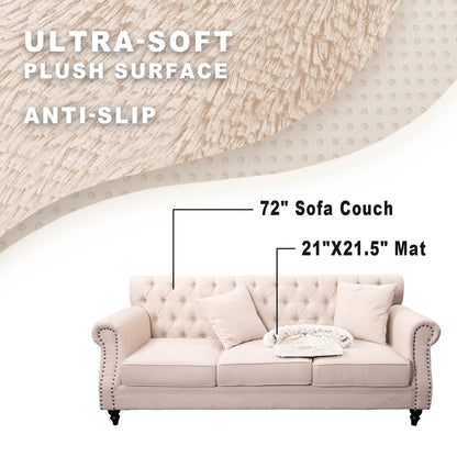 Calming Plush Dog & Cat Bed Mat with Waterproof Washable Cover