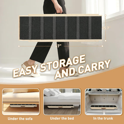 Adjustable Wooden Pet Ramp with Non-Slip Carpet Surface