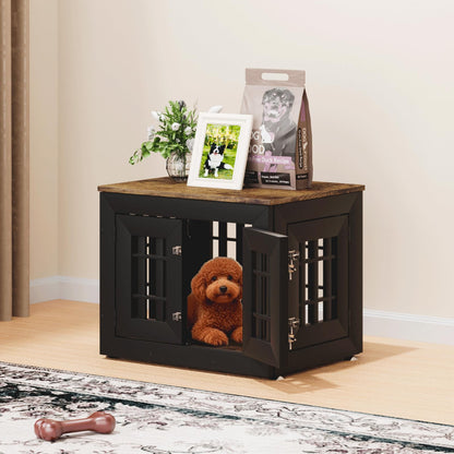 48" Heavy Duty Dog Crate Furniture with Waterproof Top & Wooden Frame
