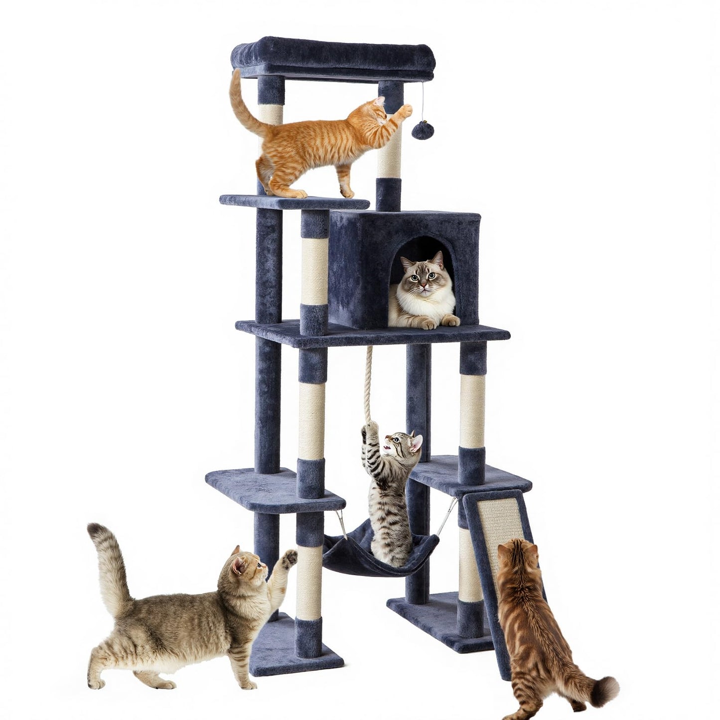 Sweetcrispy Cat Tree Tower – Multi-Level with Sisal Scratching Post
