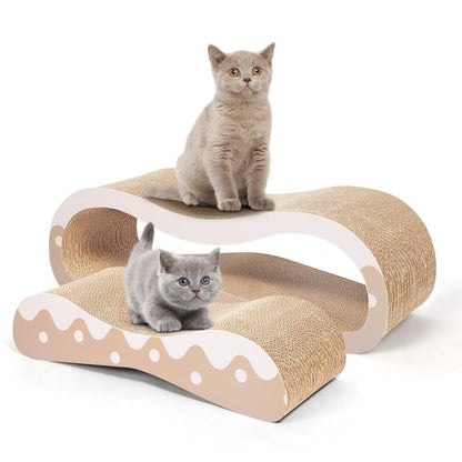2-in-1 Cardboard Cat Scratcher Lounge Bed & Scratching Pad