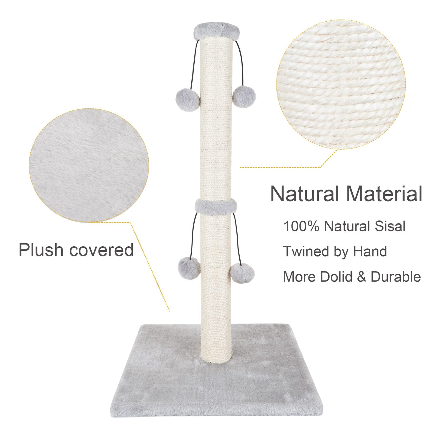 Dimaka Cat Scratching Post, Cat Scratcher for Large Cats with Teasing Toy Ball