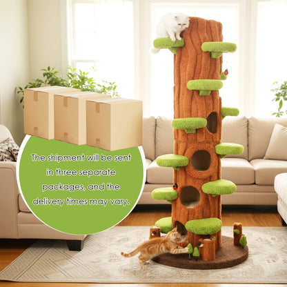 Luxury Multi-Level Cat Tree Tower with Solid Wood Condo & Scratching Posts