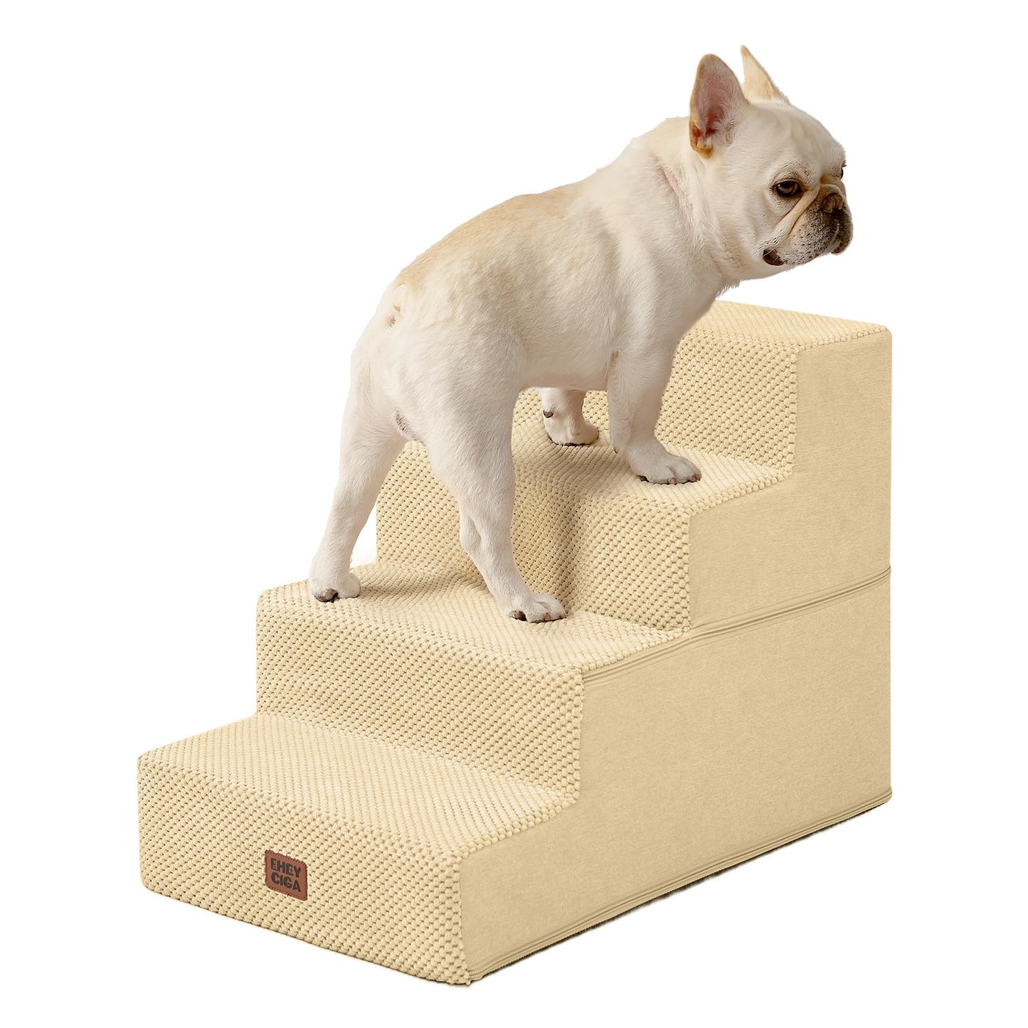 Extra Wide Dog Stairs Ramp for Bed & Couch, 3–5 Steps