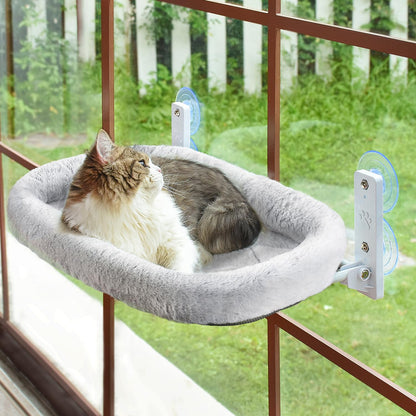 Cordless Cat Window Perch Hammock with Suction Cups & Metal Frame
