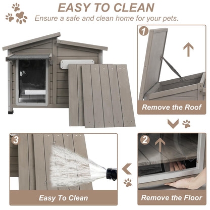 Weatherproof Wooden Dog House with Raised Feet & Removable Floor