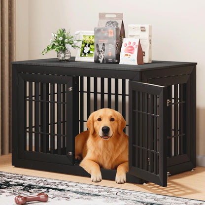 48" Heavy Duty Dog Crate Furniture with Waterproof Top & Wooden Frame