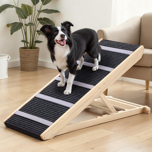 Extra Wide Foldable Dog Ramp with Adjustable Heights & Non-Slip Walkway