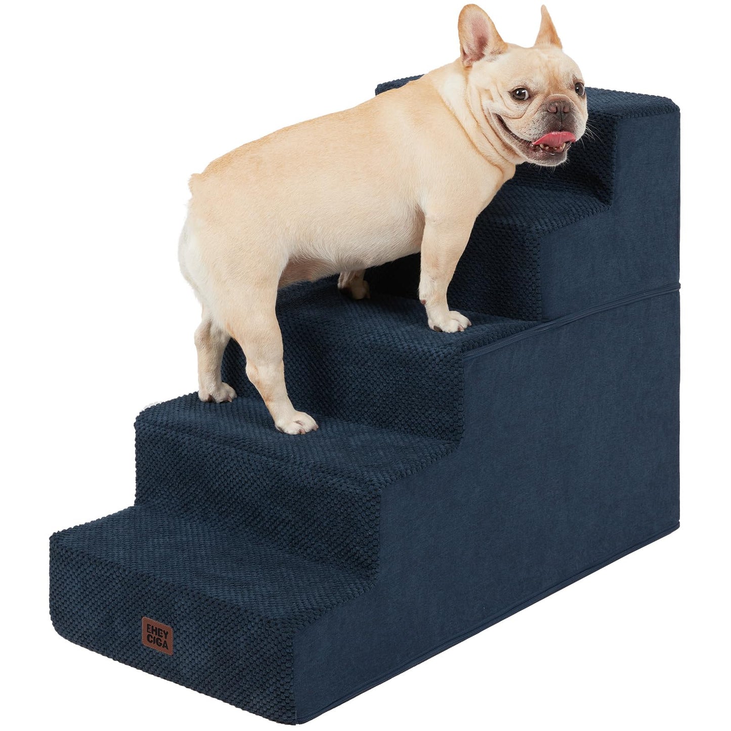 Extra Wide Dog Stairs Ramp for Bed & Couch, 3–5 Steps