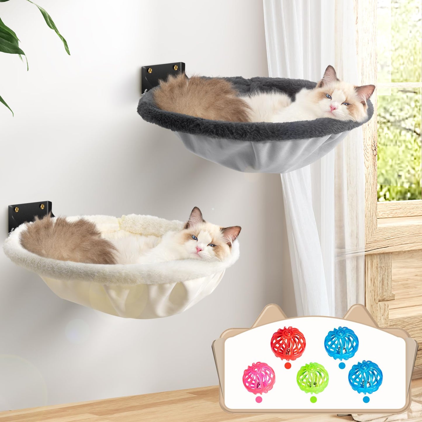 Wall Mounted Cat Hammock Bed Foldable Shelf for Indoor Cats