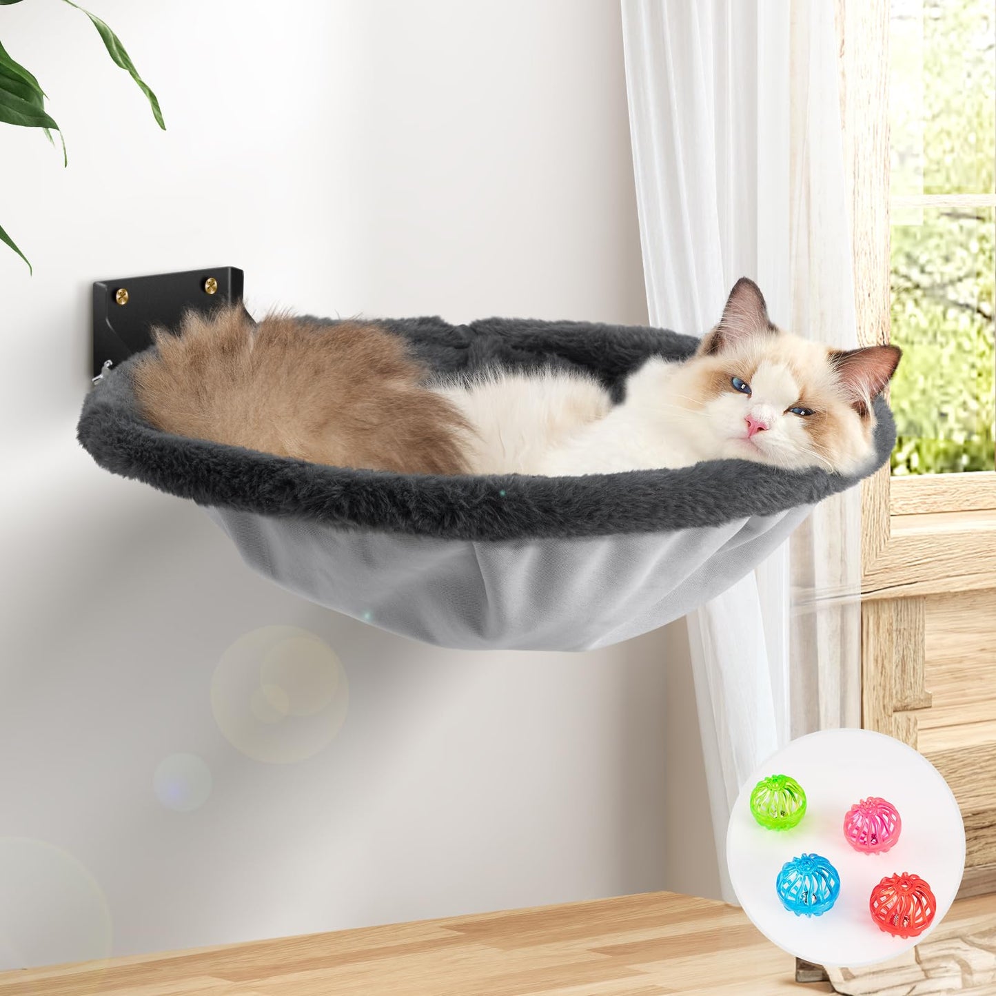 Wall Mounted Cat Hammock Bed Foldable Shelf for Indoor Cats