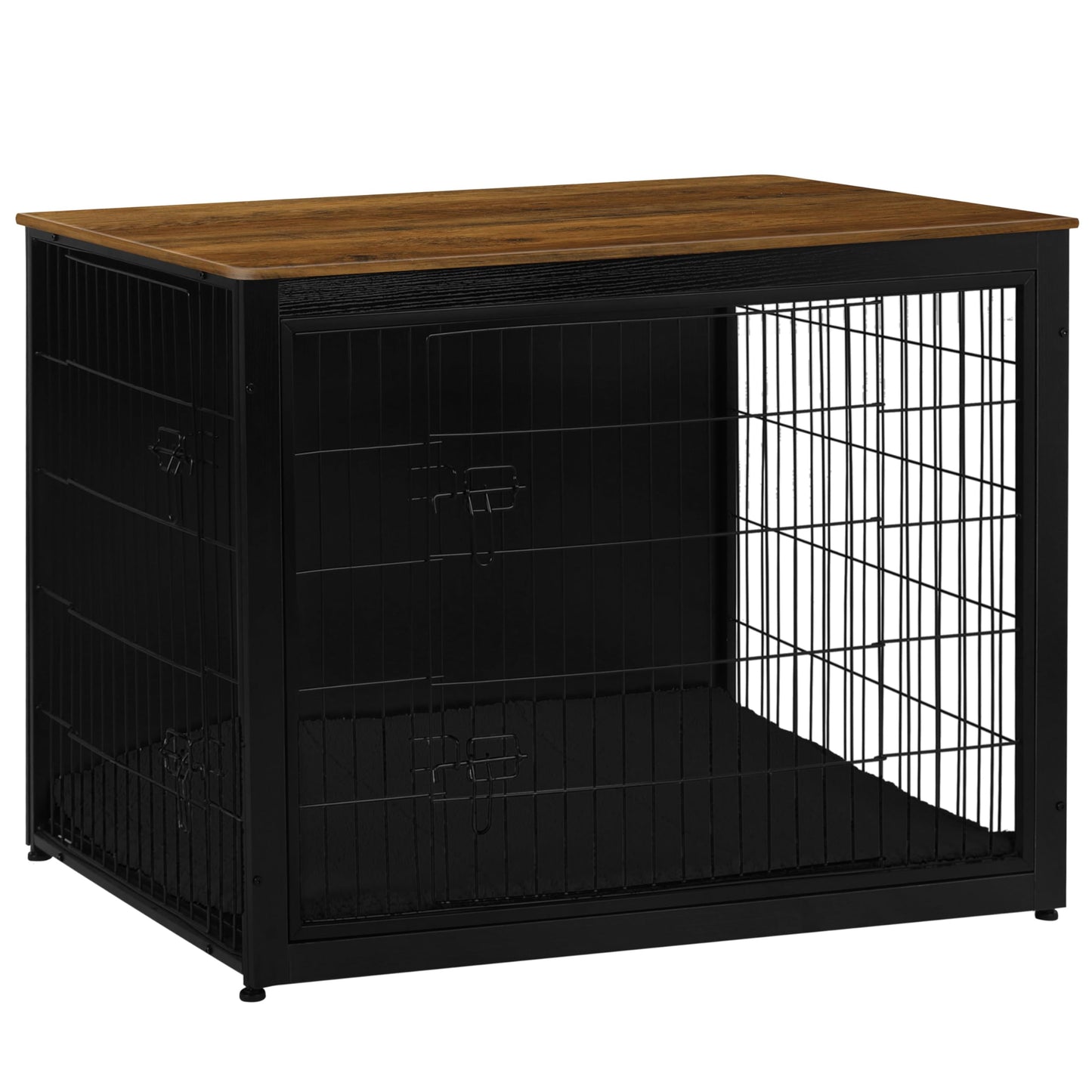 Wooden Dog Crate Furniture with Cushion & Double Doors