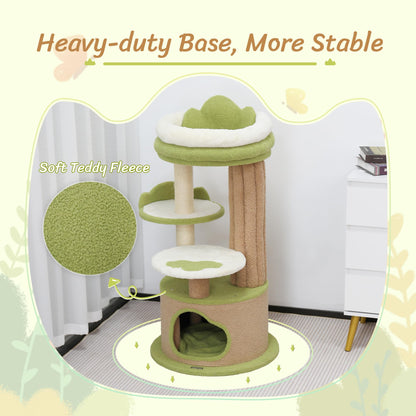 90.5" Tall Cat Tree Tower with Condo, Plush Platforms & Scratching Board