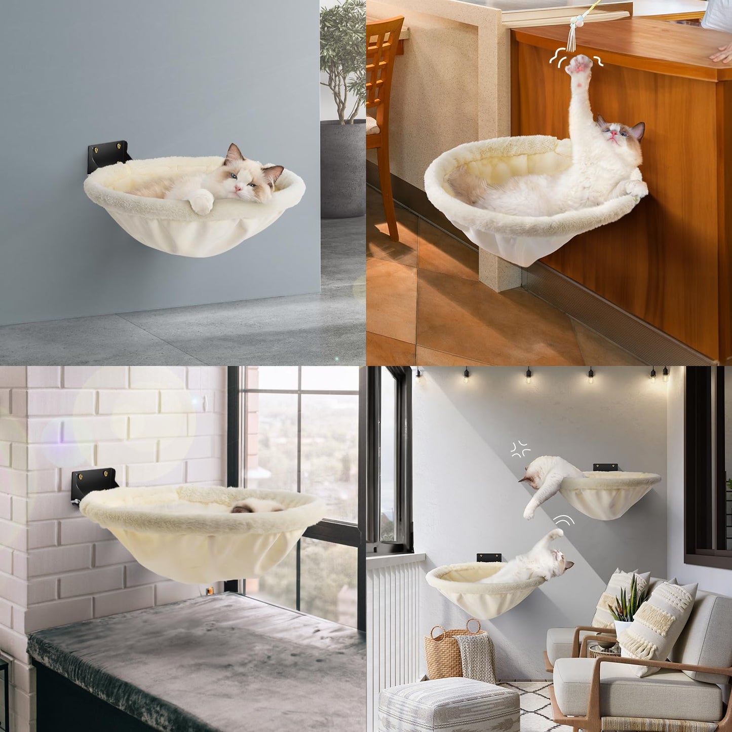 Wall Mounted Cat Hammock Bed Foldable Shelf for Indoor Cats