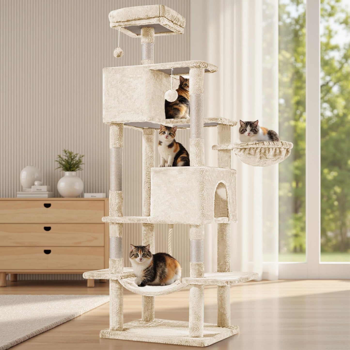 Sweetcrispy Cat Tree Tower – Multi-Level with Sisal Scratching Post
