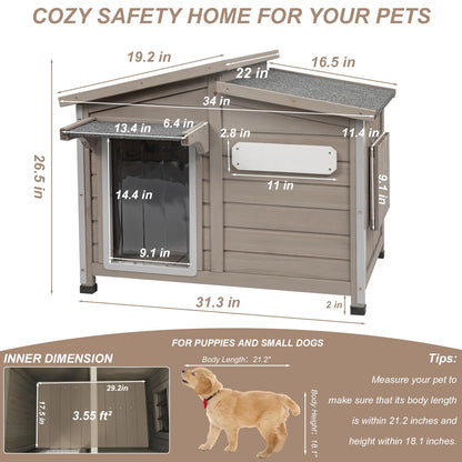 Weatherproof Wooden Dog House with Raised Feet & Removable Floor