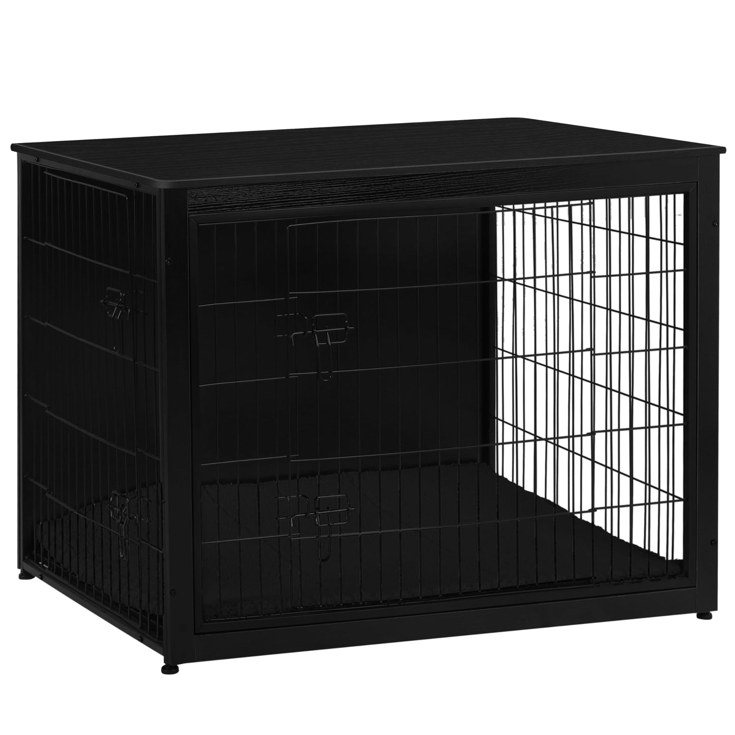 Wooden Dog Crate Furniture with Cushion & Double Doors