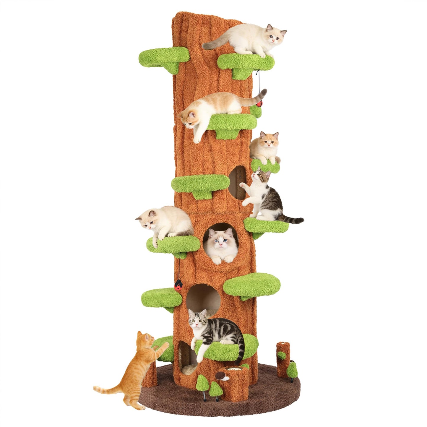 Luxury Multi-Level Cat Tree Tower with Solid Wood Condo & Scratching Posts