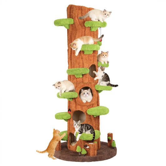 Luxury Multi-Level Cat Tree Tower with Solid Wood Condo & Scratching Posts