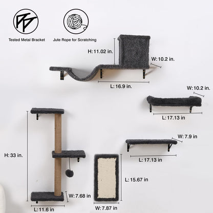 ZLAFM 5-in-1 Cat Wall Shelves