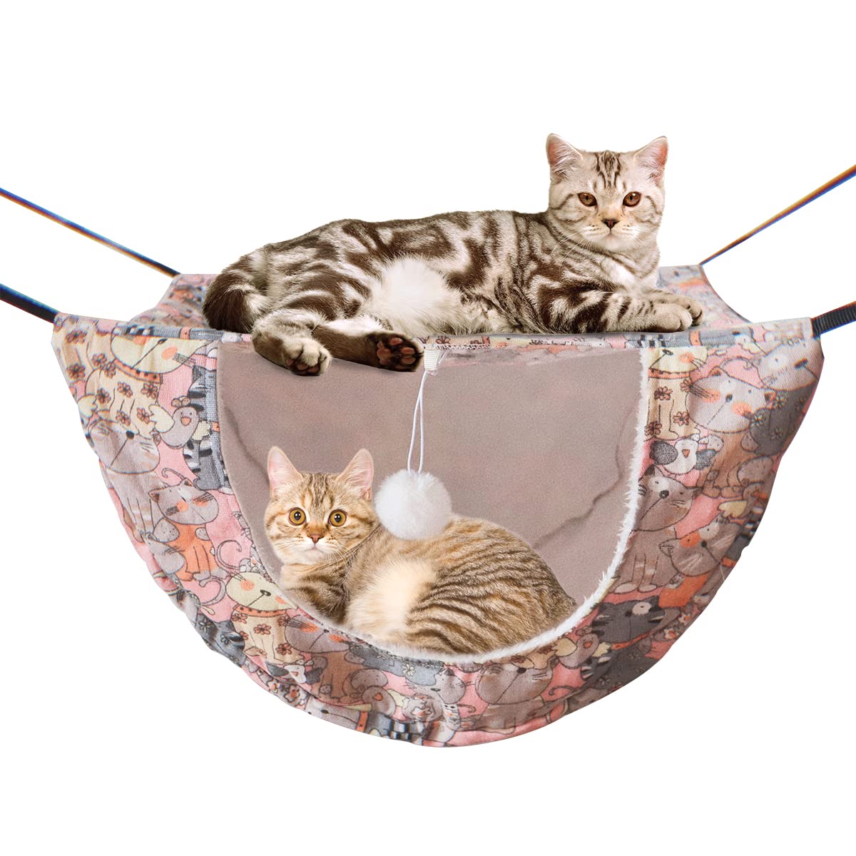 Double Layer Hanging Cat Cage Hammock Bed with Adjustable Straps
