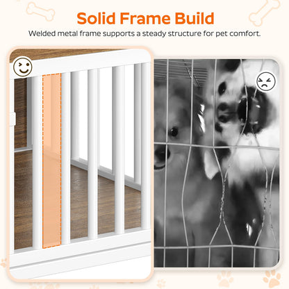 Two-Tier Wooden Dog Crate Furniture End Table for Small Dogs