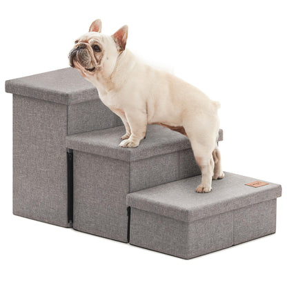 Foldable 3-Step Pet Ramp with Storage & Adjustable Height