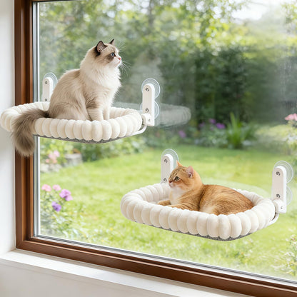 2PC Cordless Cat Window Perch Hammock with Metal Frame & Cover
