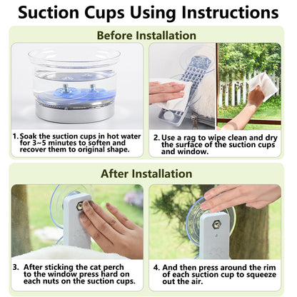 Cordless Cat Window Perch Hammock with Suction Cups & Metal Frame