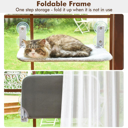 Cordless Cat Window Perch Hammock with Suction Cups & Metal Frame
