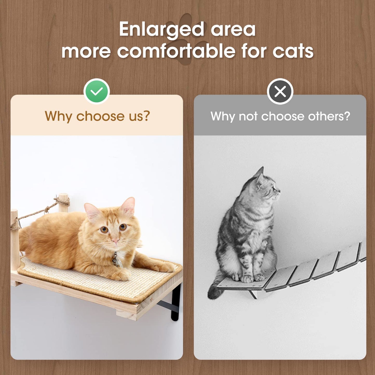 Wall Mounted Cat Rope Bridge with Bed, Perches & Sisal Scratch Mat