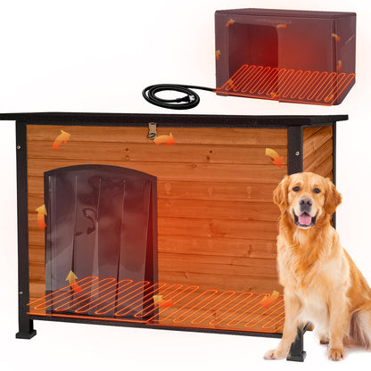 Weatherproof Wooden Dog House with Raised Feet & Iron Frame