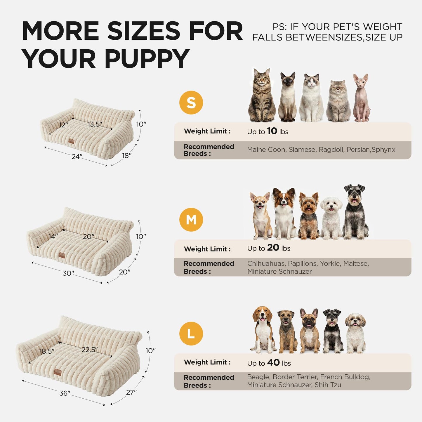 ComfyFleece Dog Sofa Bed with Washable Cover for Medium Dogs