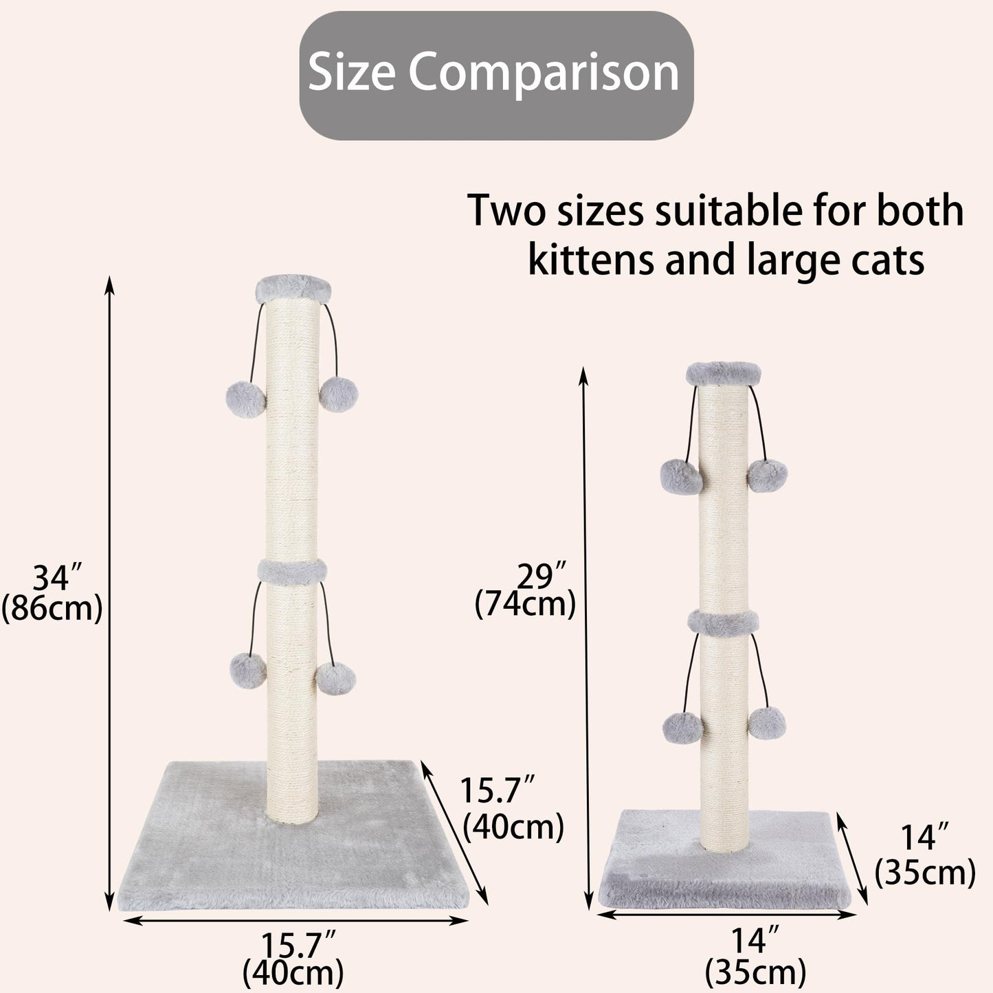 Dimaka Cat Scratching Post, Cat Scratcher for Large Cats with Teasing Toy Ball