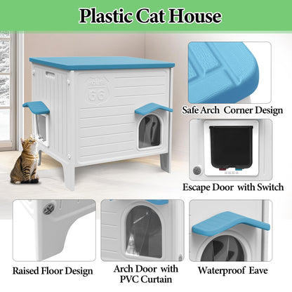 Weatherproof Outdoor Cat House with Escape Door & Waterproof Shelter