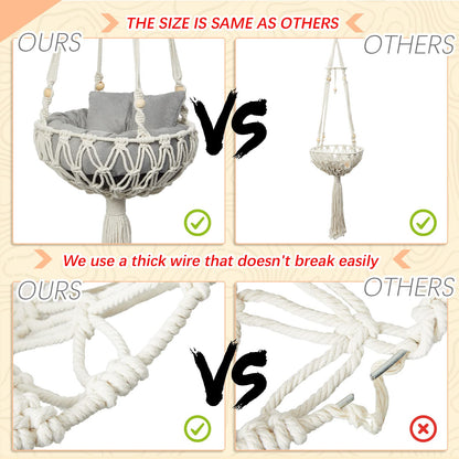 3PCS Macrame Cat Hammock Hanging Bed with Scratch Pad