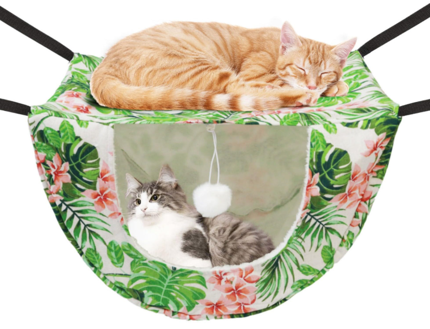 Double Layer Hanging Cat Cage Hammock Bed with Adjustable Straps