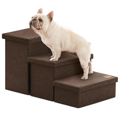 Foldable 3-Step Pet Ramp with Storage & Adjustable Height