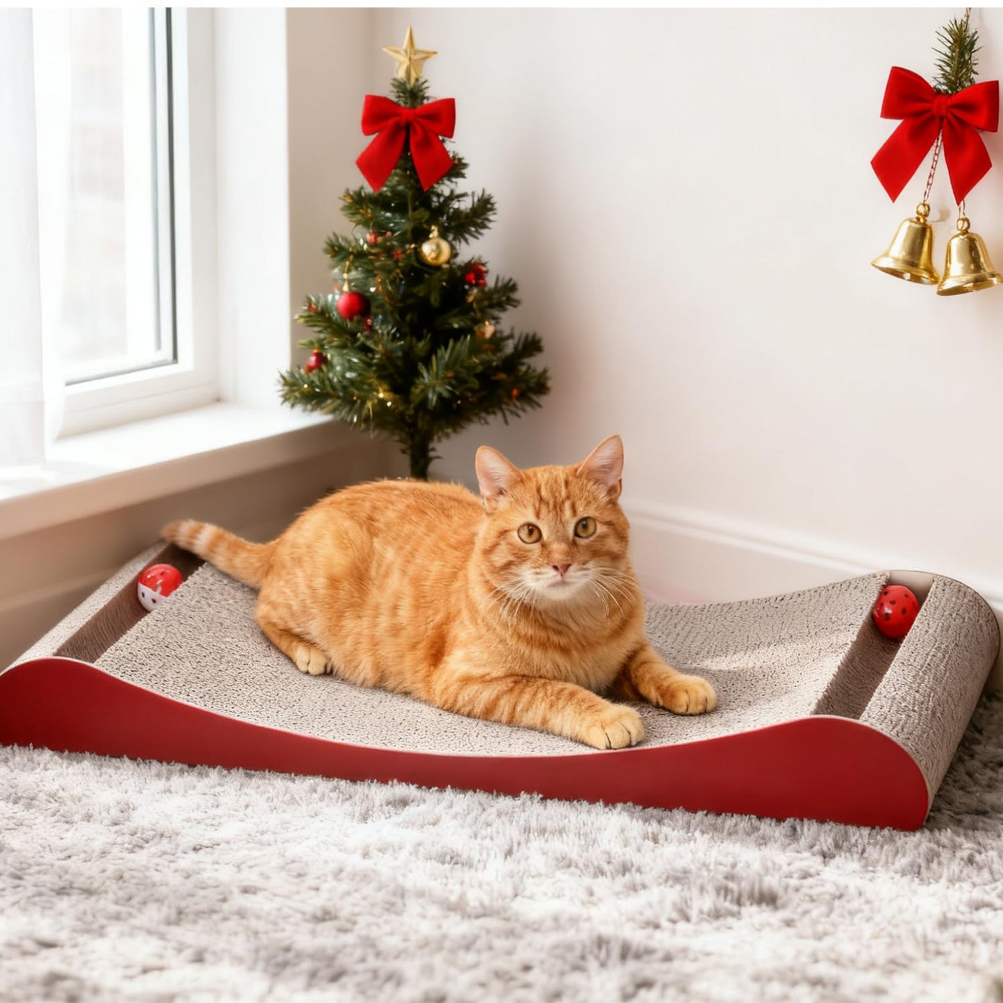 2-in-1 Cardboard Cat Scratcher Lounge Bed & Scratching Pad