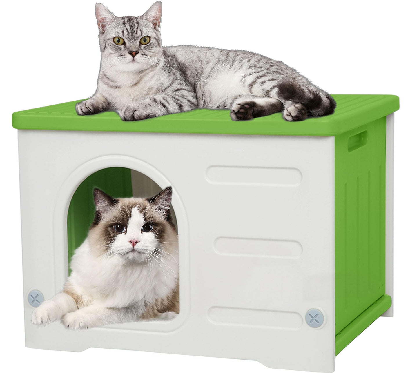 Weatherproof Outdoor Cat House with Escape Door & Waterproof Shelter