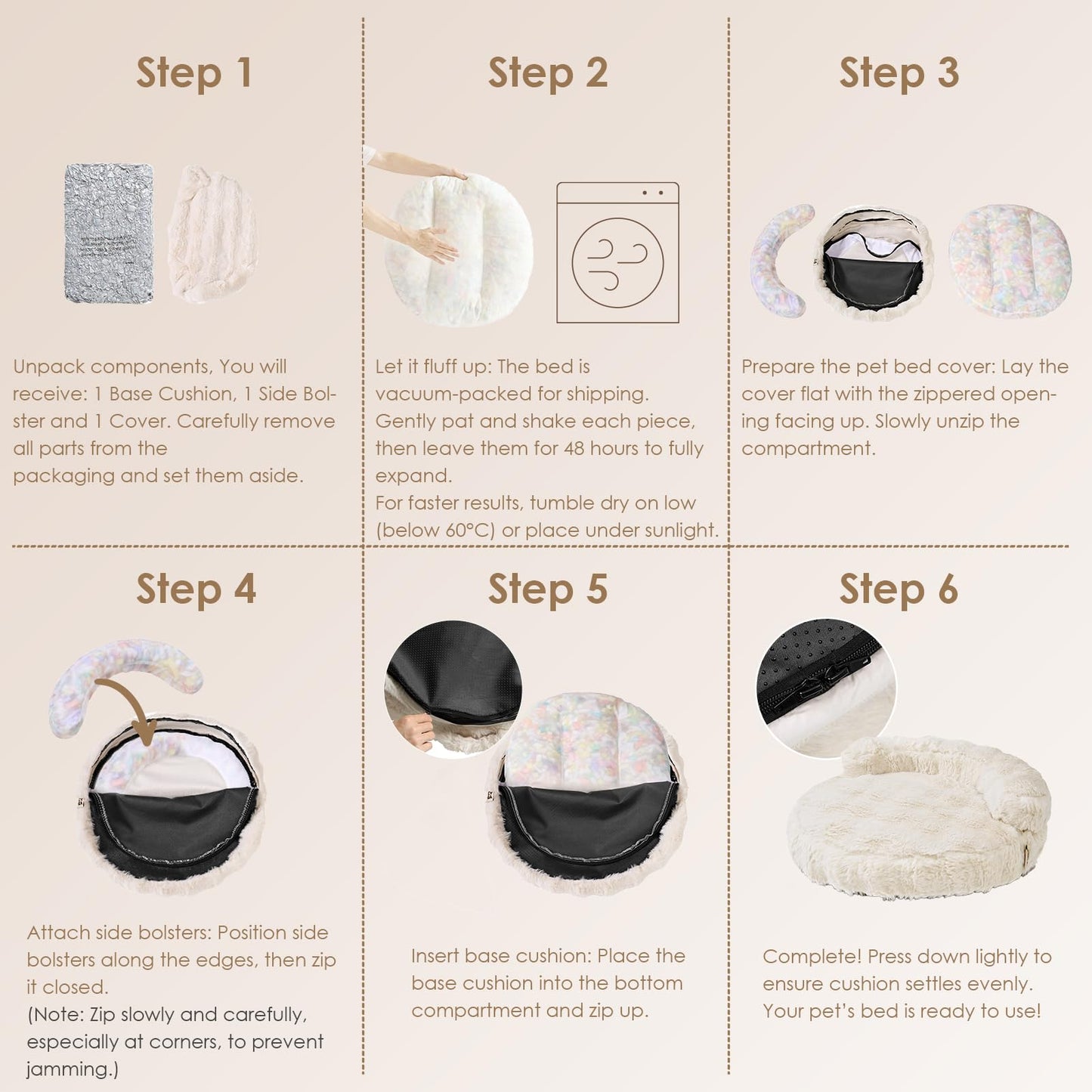 Fluffy Faux Fur Pet Sofa Bed with Waterproof Washable Cover